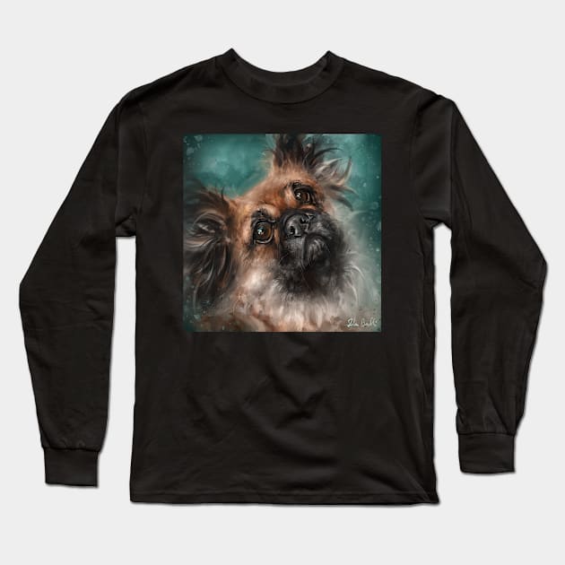 Painting of an Adorable Pekingese Dog Long Sleeve T-Shirt by ibadishi